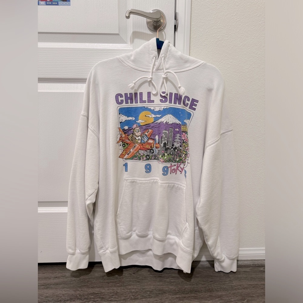 Brandy Melville White Oversized Hoodie, one size